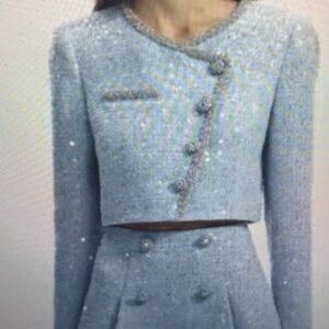 Self Portrait Elegant Blue Skirt size 8, NWT, also have matching top